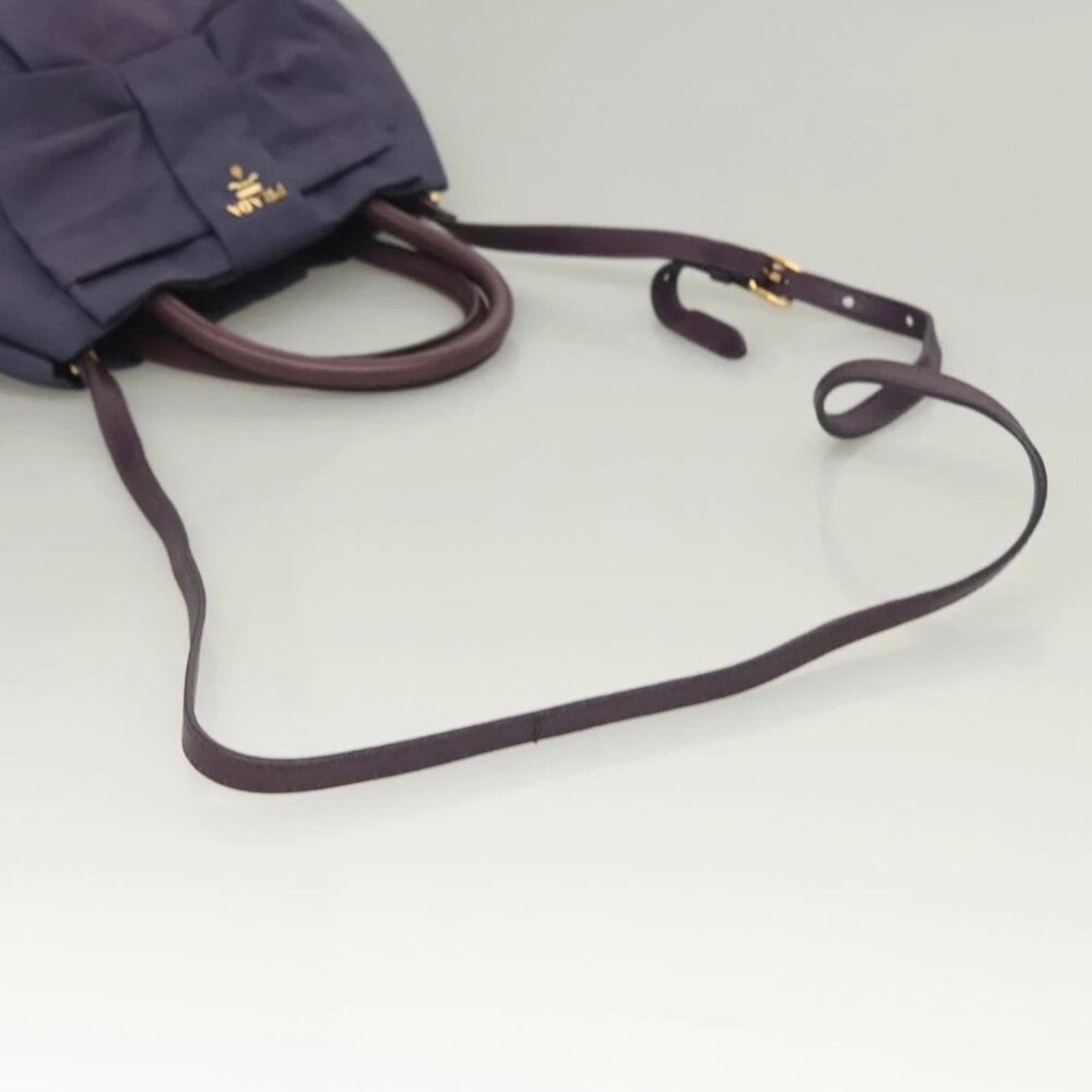 PRADA Hand Bag Nylon 2way Purple Gold Auth - Picture 9 of 16